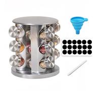HOMTERN Rotating Spice Rack,Spice Jars,12-Jar Square Carousel Organizer for Kitchen Seasonings,kitchen Cupboard Organiser,Spice Organiser,Cupboard Organiser.