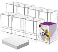 Homthy 8 Pack Card Deck Cases for Trading Cards, Acrylic Card Storage Boxes Holding 100+ Sleeved Cards with 8 Dividers, Clear Card Storage Boxes fit for YuGiOh, MTG and Sport Cards (8 Pack)