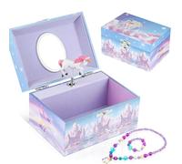 Homtibrm Musical Jewellery Box for Girls with Unicorn Jewelry Set, Kids Jewellery Box Music Box with Spinning Unicorn Birthday Gifts for Girls,Dreamy Unicorn Tune