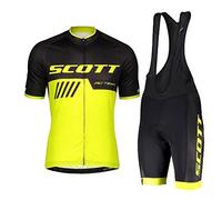HOMTOL Men's Cycling Sets Short Sleeve Quick Drying Breathable 3D Seat Padding Shorts Coat, Scott-01, XXL