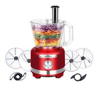 Homtone 16 Cups Food Processor, Extra Large Food Processors for Shredding, Slicing, Doughing and Chopping, 6 Blades 8 Functions for Home Use, 3 Speed, 600W, Red