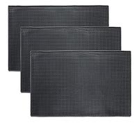 Homtone 18"x 12"/45x30 cm Bar Pub Service Mats 3 Pcs, Non-Slip Rubber Spill Mat, Glass Drying Mats, Countertop Coffee Whiskey Cocktail Mat Service Mat for Kitchen Bar Restaurant, Black