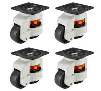 Homtone 4 Pack Leveling Casters, Loading Capacity 2000KG/4400Lb with Nylon Wheel and Rubber Foot, Retractable Machine Workbench Caster Set, 500kg per piece