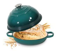 Homtone 5.5QT/26cm Enamelled Cast Iron Dutch Oven for Sourdough Bread, Dutch Oven Pot with Domed Lid, Cast Iron Bread Pot (Gradient Teal, Standard)