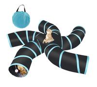 Homtone Cat Tunnel 5-Way, Collapsible Kitten Play Tunnel with Storage Bag, Large Cat Tunnels for Indoor/Outdoor Cats, Kitten, Puppy, Rabbit, Guinea Pig (Black)