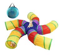 Homtone Cat Tunnel 5-Way, Collapsible Kitten Play Tunnel with Storage Bag, Large Cat Tunnels for Indoor/Outdoor Cats, Kitten, Puppy, Rabbit, Guinea Pig (Rainbow)