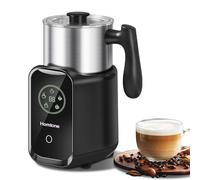 Homtone Milk Frother 5-in-1, 600ml Induction Milk Frother with Smart Touch Screen, Detachable Stainless Steel Electric Milk Steamer for Hot Chocolate, Hot & Cold Foam, Warm Milk, Large Capacity, Black