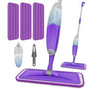 HOMTOYOU Spray Mops for Floor Cleaning: Wet Mop for Hardwood Tile Wood Laminate Vinyl - 3 Washable Microfiber Pads for Swiffer Powermop - Absorbs Pet Hair Dust