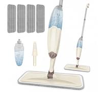 HOMTOYOU Wet Mop for Floor Cleaning: Microfiber Spray Mop with 4 Washable Pads for Cleaning Home Kitchen Multi-Surface Floors - 1Pcs 400+ML Refillable Bottle