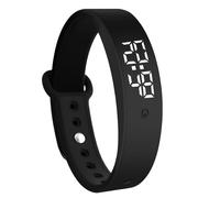 HOMTRAK Vibrating Alarm Reminder Wristband Silent Watch for Heavy Sleepers, 6 Vibration Alarms with Temperature Monitoring, Quiet Wake Up Alarm Wristband for Partners Deaf Adults Newborn Care, Black