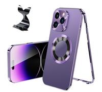 Homtrator Double-Sided Magnetic Phone Case with Electroplated Glass, Double-Sided Electroplated Glass Phone Case for 16/15/14/13/12 Plus Pro Max, Magnetic Tempered Glass Case