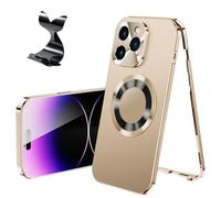 Homtrator Double-Sided Magnetic Phone Case with Electroplated Glass, Double-Sided Electroplated Glass Phone Case for 16/15/14/13/12 Plus Pro Max, Magnetic Tempered Glass Case