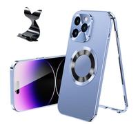 Homtrator Double-Sided Magnetic Phone Case with Electroplated Glass, Double-Sided Electroplated Glass Phone Case for 16/15/14/13/12 Plus Pro Max, Magnetic Tempered Glass Case