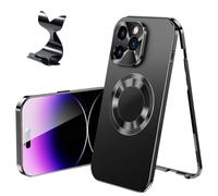Homtrator Double-Sided Magnetic Phone Case with Electroplated Glass, Double-Sided Electroplated Glass Phone Case for 16/15/14/13/12 Plus Pro Max, Magnetic Tempered Glass Case