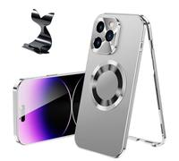 Homtrator Double-Sided Magnetic Phone Case with Electroplated Glass, Double-Sided Electroplated Glass Phone Case for 16/15/14/13/12 Plus Pro Max, Magnetic Tempered Glass Case