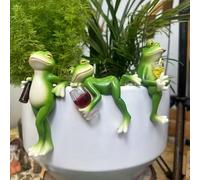 Homtrator Frog Flower Pot Hanger Ornament, Contemporary Resin Small Frog Planter, Miniature Frogs Figurines Plant Decorations for Pots, Creative Climbing Frogs Figurine, For Garden Balcony Lawn Yard