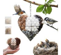 Homtrator Handmade Alpaca Fiber Bird Nesting Heart, Outdoor Refillable Bird Nest Material Holder & Dual-Season Shelter for Wild Birds, Hummingbird Art Birdhouse Garden Yard Decor for Birds Lovers