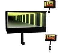 Homtrator Infinity Garage Keychain Hanger - for Car Lovers This Christmas, Infinite Light Illusion, Tiny Glowing Garage, with Soft White LEDs, Thoughtful and Cool Christmas for Men