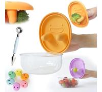 Homtrator Monchi No-Mess Snack Box with Finger Shield, Leak-Proof Portable Snack Container, Reusable Food-Grade Silicone Snack Bowl for Kids & Adults, Toddler & On-The-Go Eating