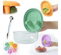 Homtrator Monchi No-Mess Snack Box with Finger Shield, Leak-Proof Portable Snack Container, Reusable Food-Grade Silicone Snack Bowl for Kids & Adults, Toddler & On-The-Go Eating
