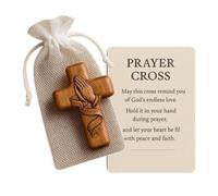 Homtrator Prayer Cross Gift - A Silent Embrace Of Faith, Handmade Wooden Prayer Hands Cross, A Pocket-Sized Sanctuary, Handheld Wooden Crosses For Christian Gifts, Patriotic Companions