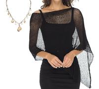 Homtrator Sheer Poncho Top Knit Ponchos Summer Womens Sheer Poncho Bolero Shrug Cardigan Lightweight Knit Shawls Pullover Sweater