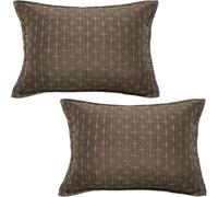 HOMTRYLIC Cushion Covers 30X50cm Decorative Throw Pillows Covers Set of 2 Soft Woven Textured Farmhouse Cushion Pillow Cases with Flange Edge for Sofa Bed Couch Home Decor, Dark Coffee