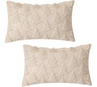 HOMTRYLIC Cushion Covers Set of 2 Decorative Christmas Throw Pillow Covers with Sequin Christmas Trees Soft Plush Faux Fur Cushion Pillow Cases with Velvet Back for Sofa Bedroom Home Decor,30x50cm