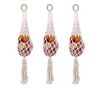 HOMU Fruit Hanging Basket Macrame Vegetable Hammock Boho Veggie Banana Wall and Holder Net Cotton Bohemian Produce Food Storage Hanger Kitchen Counter Space Saving, 3 Pcs