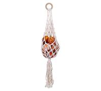 HOMU Fruit Hanging Basket Macrame Vegetable Hammock Boho Veggie Banana Wall Hanging Basket Fruit Vegetable Holder Net Cotton Bohemian Produce Food Basket Hanger Kitchen Counter Space Saving, White