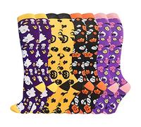 HOMU Halloween Compression Socks Circulation Pumpkin Skeleton Knee Tube Socks for Women Men Nurses Running Pregnancy, L-XL
