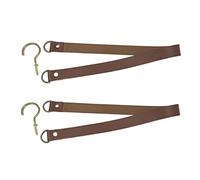 HOMU PU Leather Curtain Tieback Set of 2 Holdback Drapery Tiebacks Window Treatment Holdbacks Simple Draperies Home Office Buckle Rope Straps Decor, Dark Brown