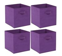 Homullel Foldable Storage Cube Boxes Set of 4, Storage Unit Box with Handle, Collapsible Storage Bins Organiser for Shelf Closet Organization 3030x30cm Purple