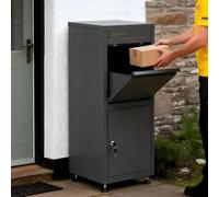Homullel Outdoor Secure Parcel Delivery Box for Home, Letter Mail Post Box for Outside, External, Waterproof, Anti-Theft, Floor Mounted, for Large Parcel Drop (Dark Grey, Large)
