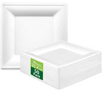 HOMURG Square Disposable Paper Plate 10 Inch, Eco-Friendly Party Dinner Plates in White, Large & Strong Dish Tableware Set in Bulk 50 Guests for Weddings, Birthday, Christmas, Camping Picnics, BBQs