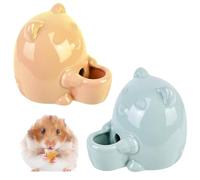 HOMURY Ceramic Water Dispenser, 2 Pieces - Pudding Bear Drinking Bottle for Hamsters, Chinchillas, Guinea Pigs, Birds (Teal + Orange Colour)