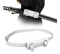 HOMURY Katana Sword Holder with Belt, 110 cm, PU Leather, Adjustable, for Reenactments, Cosplay and Samurai Enthusiasts, White