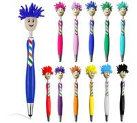 HOMURY Pack of 12 Ballpoint Pens, Microfibre Screen Cleaner Pens, Funny Retractable Ballpoint Pens, Mop Head Topper Pens, Creative Ballpoint Pen Gift for Adults Children (12 Colours)