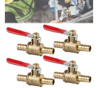 HOMURY Pack of 4 8 mm 1/4 Inch Brass Ball Valve Universal, Fuel Valve for Diesel & Petrol, Petrol Tap Ideal for Scooters, Motorcycles, Quads, Moped & Two-Wheels, Valve Pipe Fittings