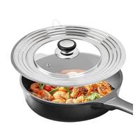 HOMURY Universal Lid for Pans, 24 cm - 30 cm Glass Lid for Pots with Stainless Steel Edge and Steam Vent Universal Lid for Pans Wok Steamer - Silver