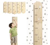 HOMURY Wooden Height Chart for Children, Wooden Measuring Chart, Children's Room Natural Wooden Puzzle, Foldable, Height Growth Chart, Wooden Height Chart for Wall Decoration (200 cm)