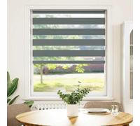 Homvdxl Zebra Roller Blind Easy Fix, Day and Night Blinds Curtains with Install Accessories, No Drill or Wall Mount, Multi Sizes, Dark Grey, 115 x 100 cm