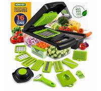 HOMVEX 16-in-1 Vegetable Chopper - All-in-One Mandoline Slicer & Food Dicer with 7 Interchangeable Blades, Large Container, Drain Basket, Peeler & Cleaning Tools | Onion, Salad & Veggie Cutter