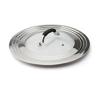 HOMVIDA Stainless Steel Universal Lid for Pans Pots Fits 8.25 9 10 11 12 Inch Cast Iron Skillets Frying Pans Woks - Design with Heat Resistant Handle and Vent Hole - Black Handle