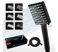 HOMVIVA® High Pressure Shower Head and Hose Set 1.8M, Universal Large Power Handheld Shower Head for Bath with 6 Spray Modes for Low Water Pressure (Matte Black)