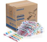 Homvle 100 Packs Prepasted Disposable Toothbrush - Bulk Toothbrushes Individually Wrapped, for Travel Toothbrush Toiletries, OCC, Airbnb, Dentist, Office/4 Colorful