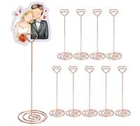 HomWanna Table Number Holders 10Pcs - 8.75 inch Heart Shaped Place Card Holder Tall Table Number Stands for Wedding Party Graduation Reception Restaurant Home Centerpiece Decoration Memo (Rose Gold)