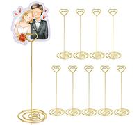 HomWanna Table Number Holders 10Pcs - 8.75 inch Heart Shaped Place Card Holder Tall Table Number Stands for Wedding Party Graduation Reception Restaurant Home Centerpiece Decoration Memo (Gold)