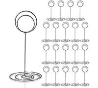 HomWanna Table Number Holders 20Pcs - 3.35 Inch Place Card Holder Table Number Stands for Wedding Party Graduation Reception Restaurant Home Centerpiece Decorations Office Memo Picture Photo (Silver)