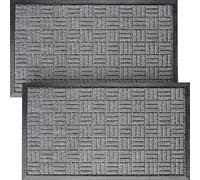 HOMWE Inside Front Door Mat - 2 PCS Heavy Duty, Non-Slip, Grey, Dirt Trapper Door Mats Indoor & Outdoor Use - Hallway & Entrance Doormat (75 x 45cm)